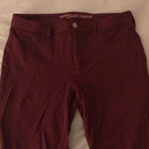 Maroon American Eagle knit jeggings